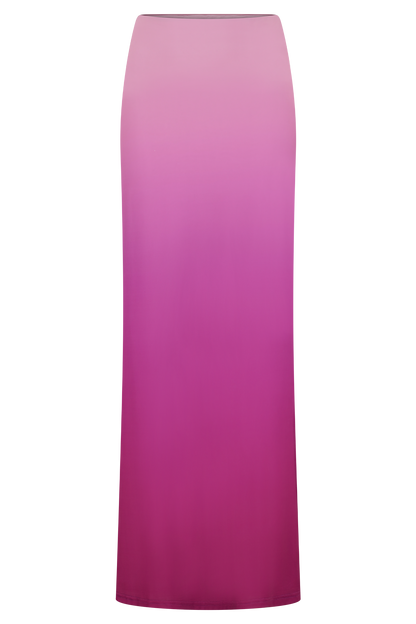 Bruna Slinky Fishtail Maxi Skirt - Ombre Pink
