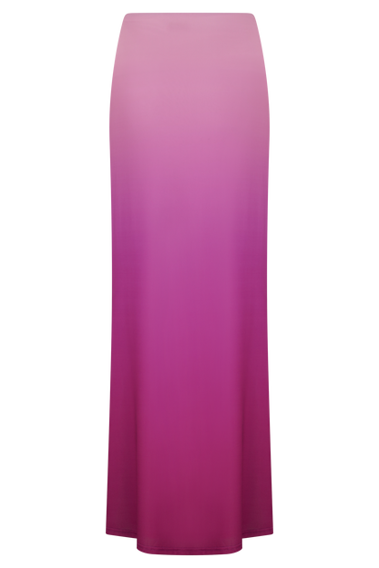 Bruna Slinky Fishtail Maxi Skirt - Ombre Pink