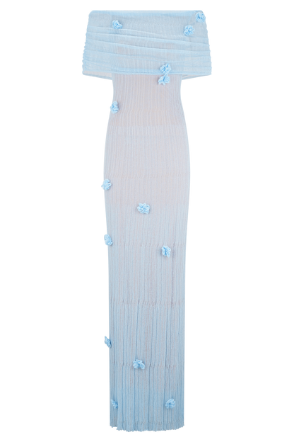 Brynn Orchid Knit Maxi Dress - Baby Blue