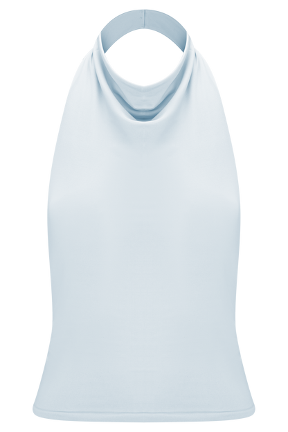 Calandra Slinky Halter Top With Hardware - Pale Blue