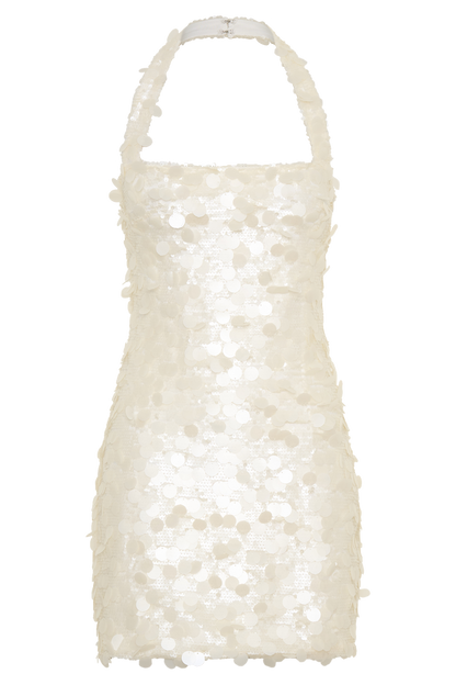 Caralee Sequin Halter Mini Dress - Ivory