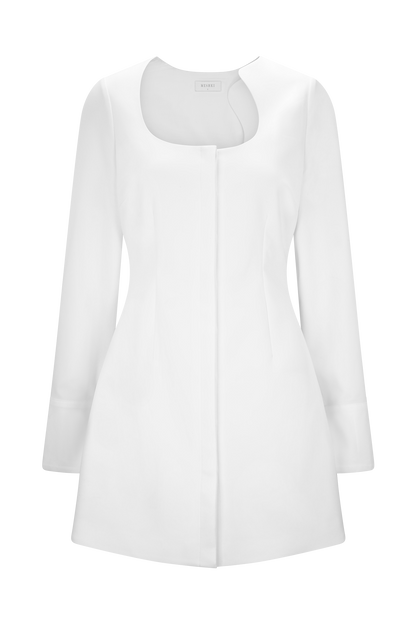 Carina Peplum Cotton Shirt Dress - White