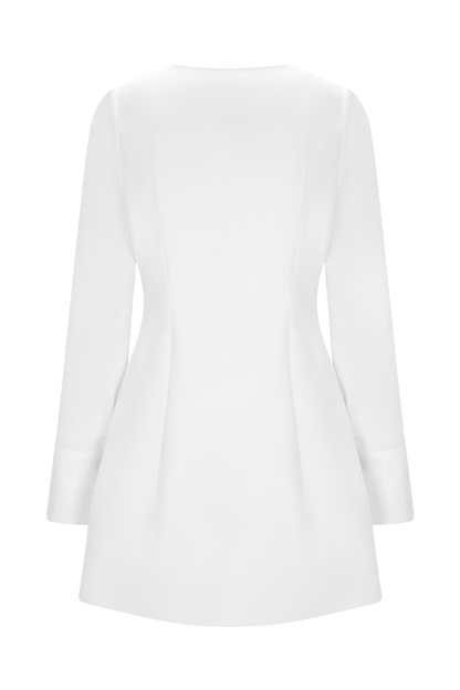 Carina Peplum Cotton Shirt Dress - White