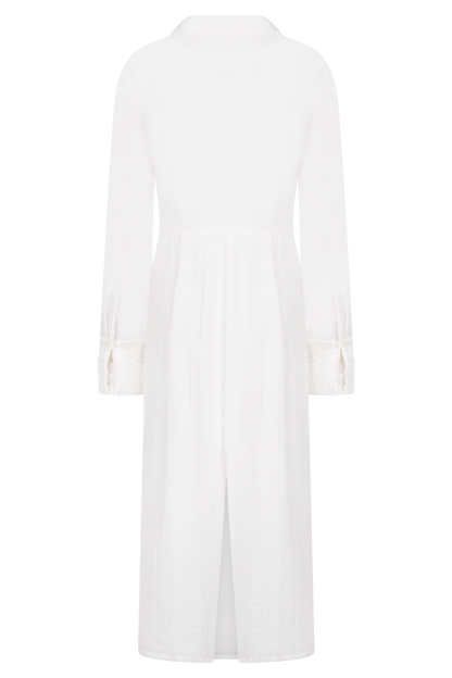Cecilie Cut Out Shirt Midi Dress - White