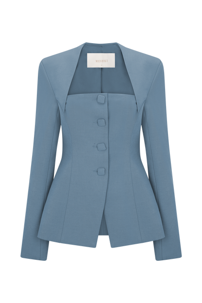 Christel Suiting Fitted Blazer - Ocean Blue