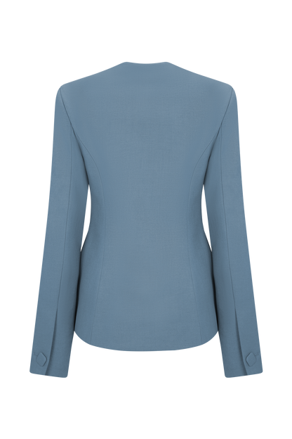 Christel Suiting Fitted Blazer - Ocean Blue