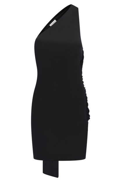 Claudette Slinky Mini Dress With Hardware - Black