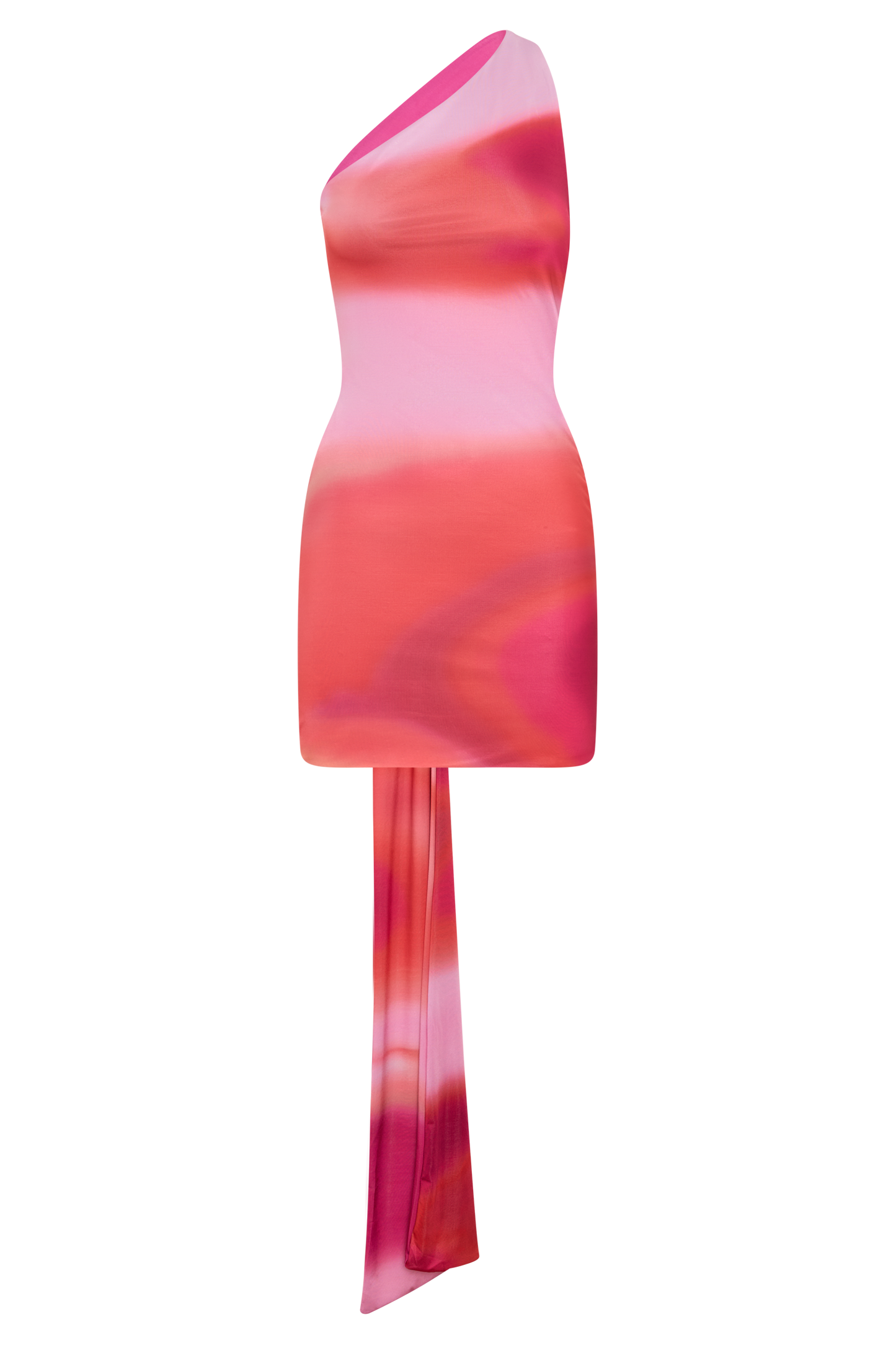 Claudette Slinky Mini Dress With Hardware - Pink Sunset Print