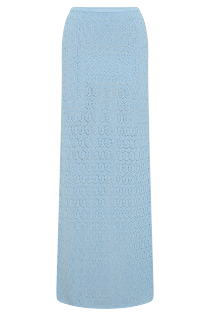 Courtney Crochet Knit Maxi Skirt - Pale Blue