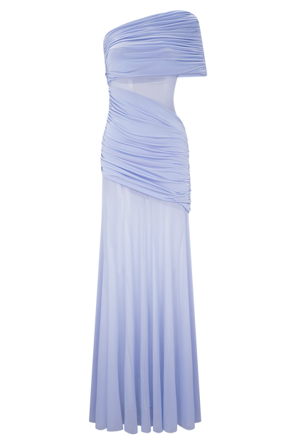 Dallas One Shoulder Mesh Maxi Dress - Lavender