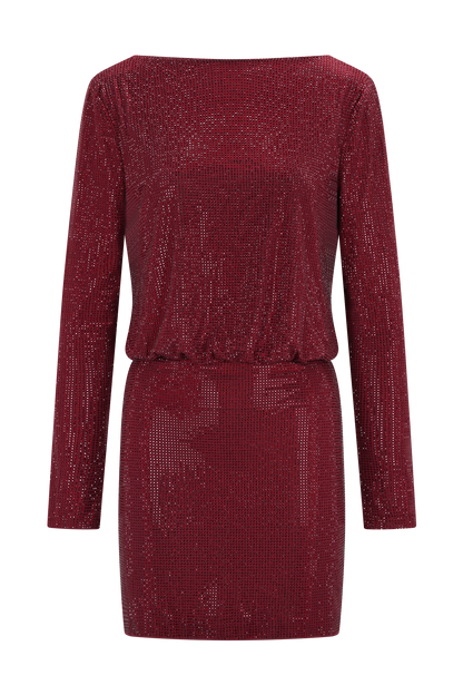 Darius Diamante Cowl Mini Dress - Wine