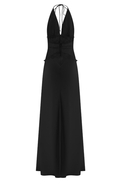 Dinah Lace And Satin Maxi Dress - Black