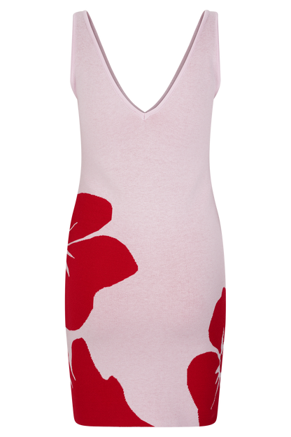 Dorothy Knit Print Mini Dress - Red Deco Fleur Print