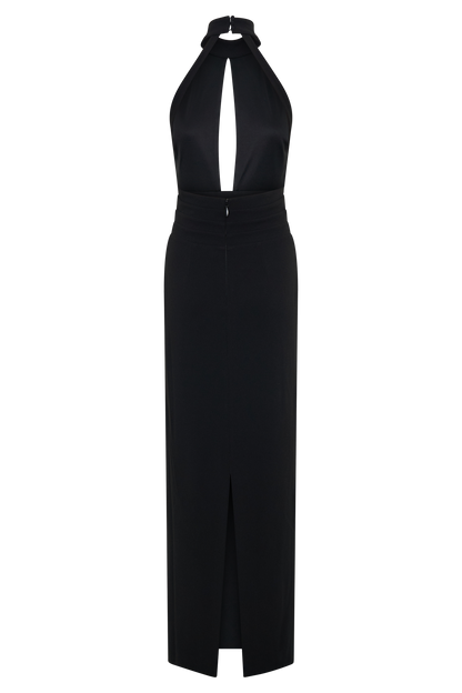 Elan Stretch Crepe Maxi Dress - Black