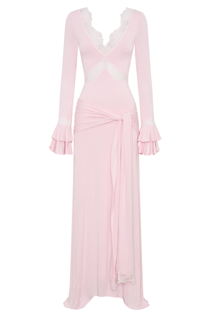 Electra Slinky Lace Maxi Dress - Ballet Pink
