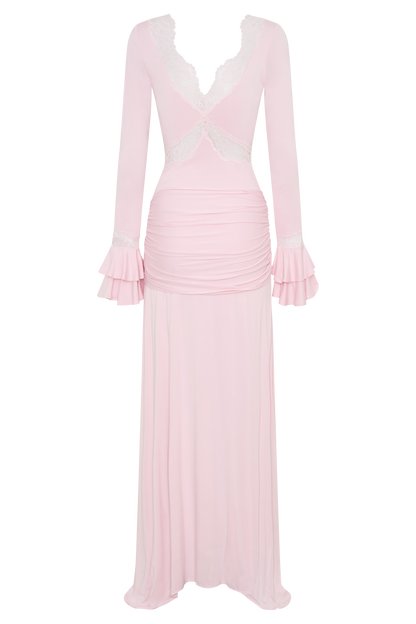 Electra Slinky Lace Maxi Dress - Ballet Pink