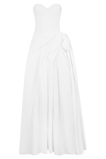 Elizabeth Strapless Corset Maxi Dress - White