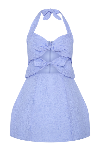 Ella Bow Detail Halter Mini Dress - Periwinkle Blue