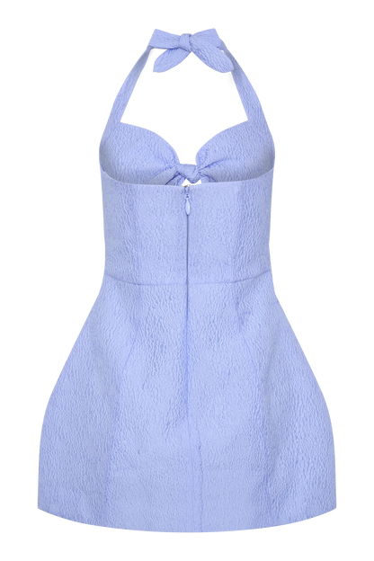 Ella Bow Detail Halter Mini Dress - Periwinkle Blue