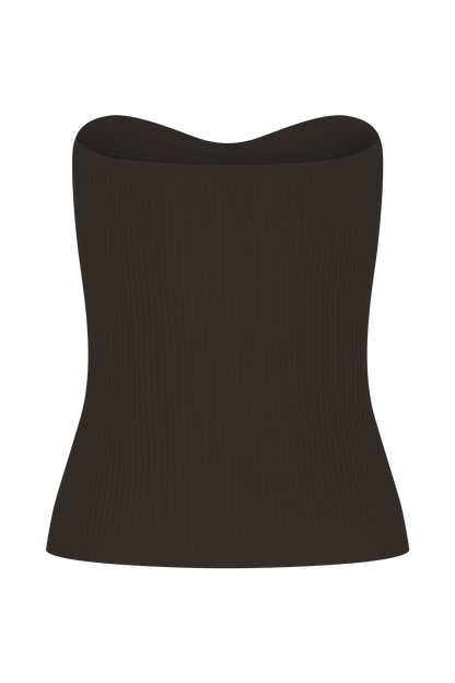 Elodie Strapless Cupped Knit Top - Chocolate