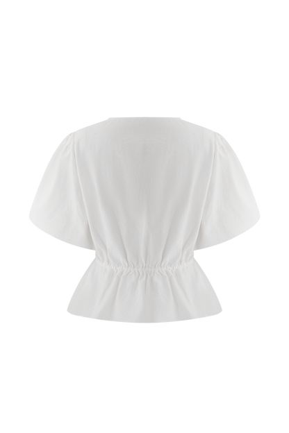 Emilie Puff Sleeve Cotton Top - White
