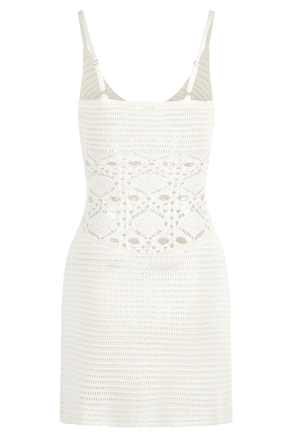 Everette Crochet Knit Mini Dress - Ivory