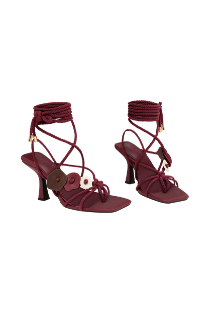 Ezekiel Strappy Sandal Heel - Wine
