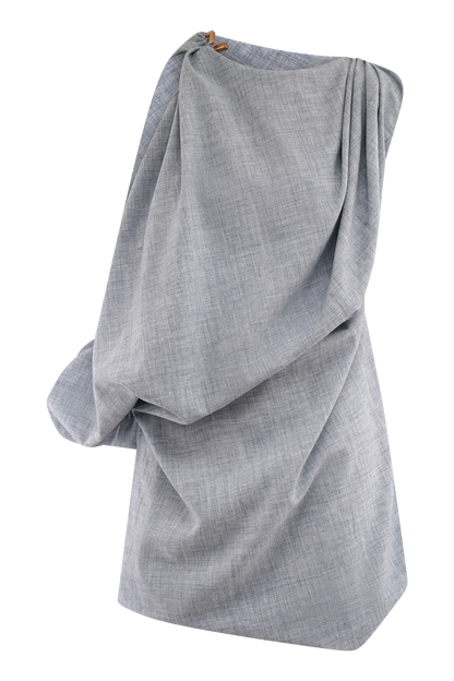 Gabriella Draped Mini Dress - Charcoal Blue Marle