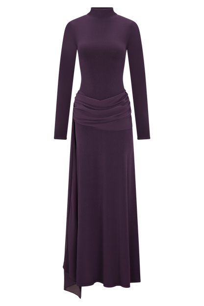 Grayson Knit Chiffon Maxi Dress - Plum