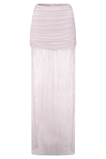 Guinevere Lace And Mesh Maxi Skirt - Lilac