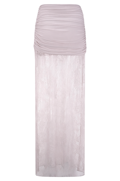 Guinevere Lace And Mesh Maxi Skirt - Lilac