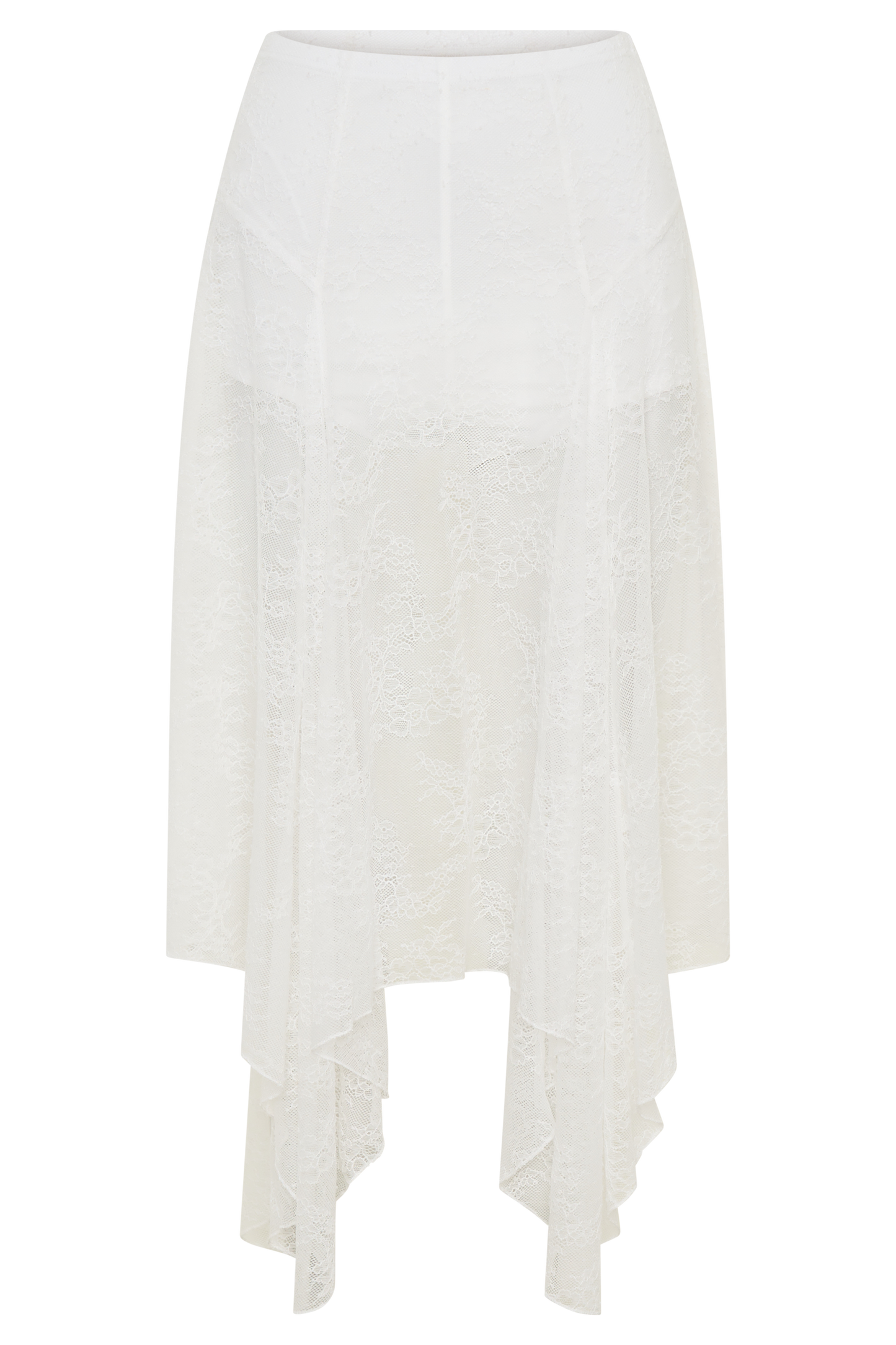 Haime Lace Hankie Midi Skirt - Ivory