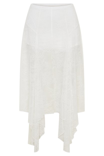 Haime Lace Hankie Midi Skirt - Ivory
