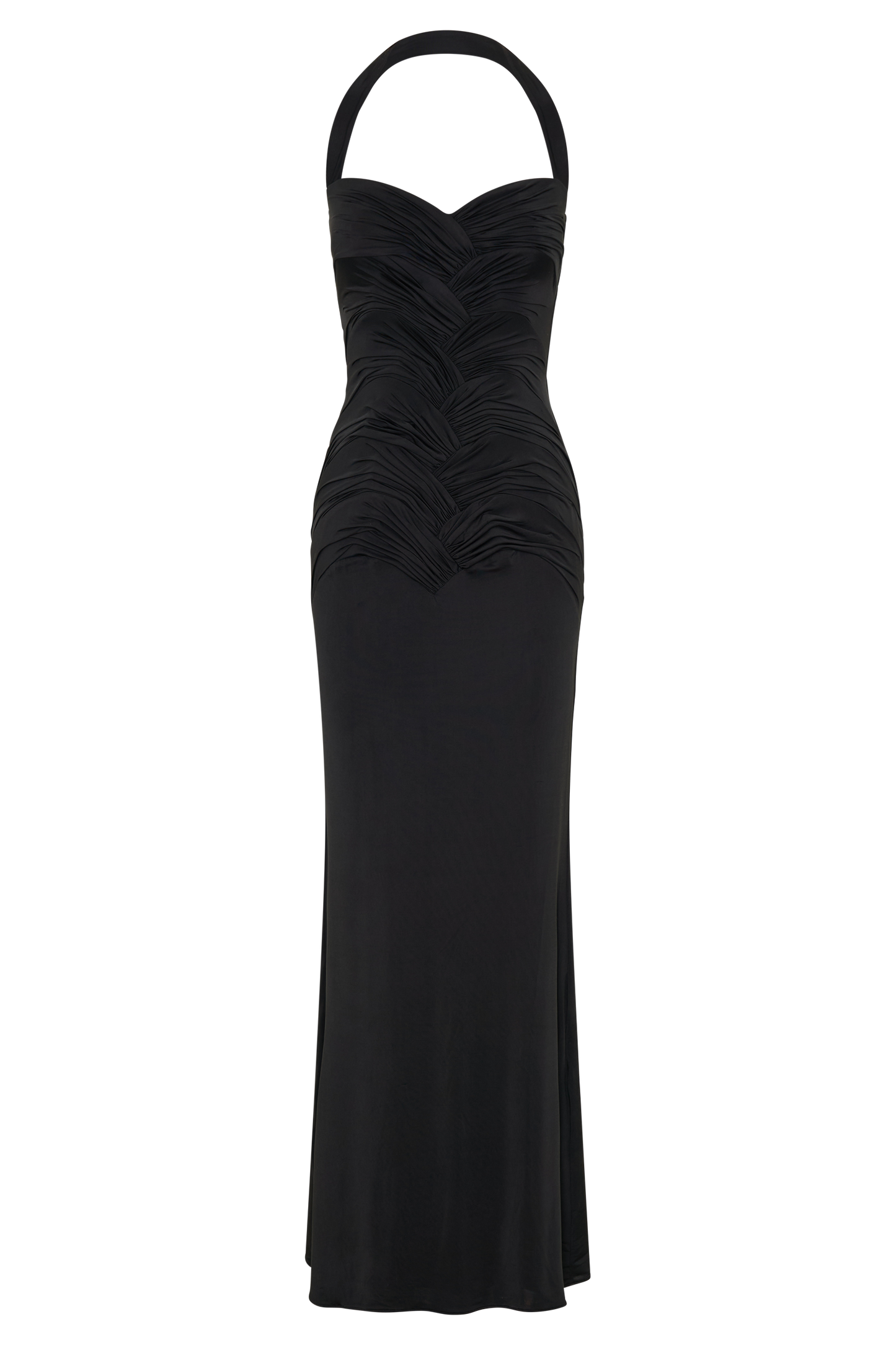 Hoai Gathered Slinky Halter Maxi Dress - Black