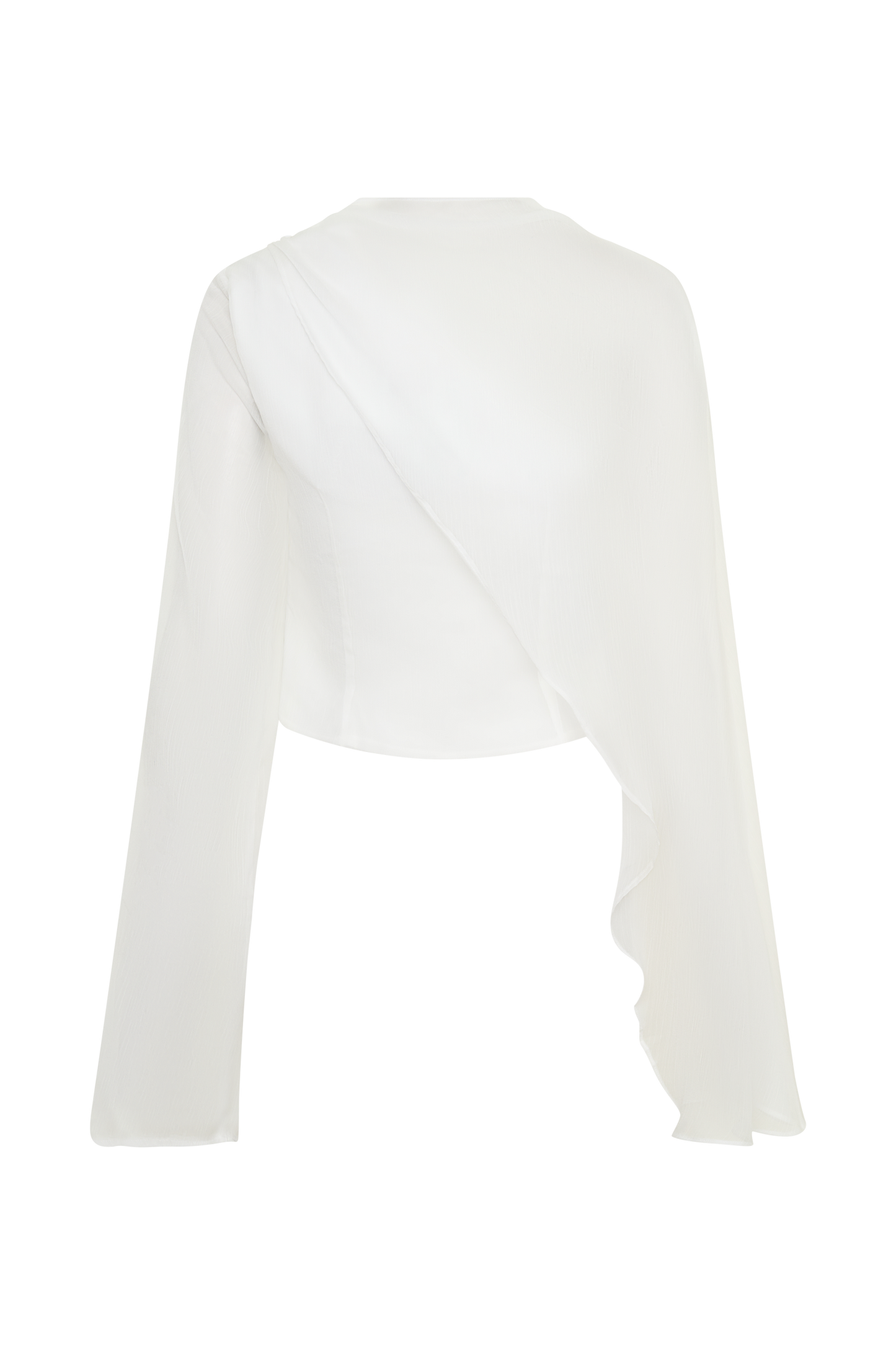 Ida Sheer Asymmetrical Long Sleeve Cape - White