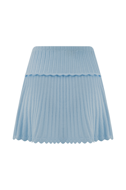 Indy Pointelle Knit Mini Skirt - Cornflower Blue