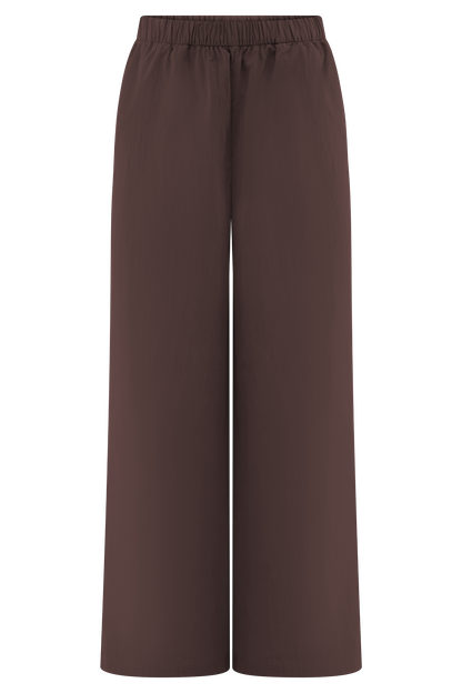 Janayia Cotton Wide Leg Pants - Dark Espresso