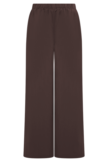 Janayia Cotton Wide Leg Pants - Dark Espresso