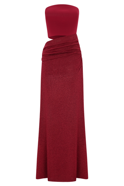 Jasiel Strapless Knit Maxi Dress - Red