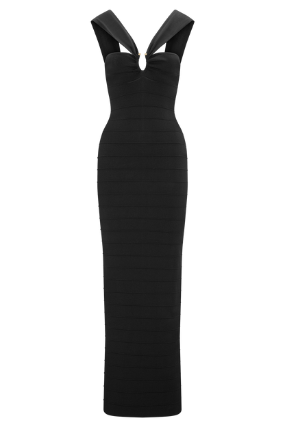 Jaylen Bandage Knit Maxi Dress - Black