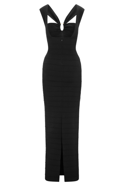 Jaylen Bandage Knit Maxi Dress - Black