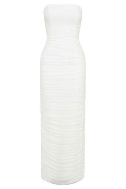 Jianna Strapless Mesh Maxi Dress - Ivory