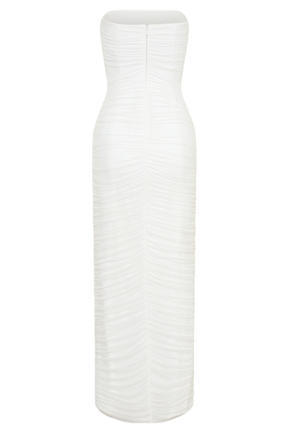Jianna Strapless Mesh Maxi Dress - Ivory