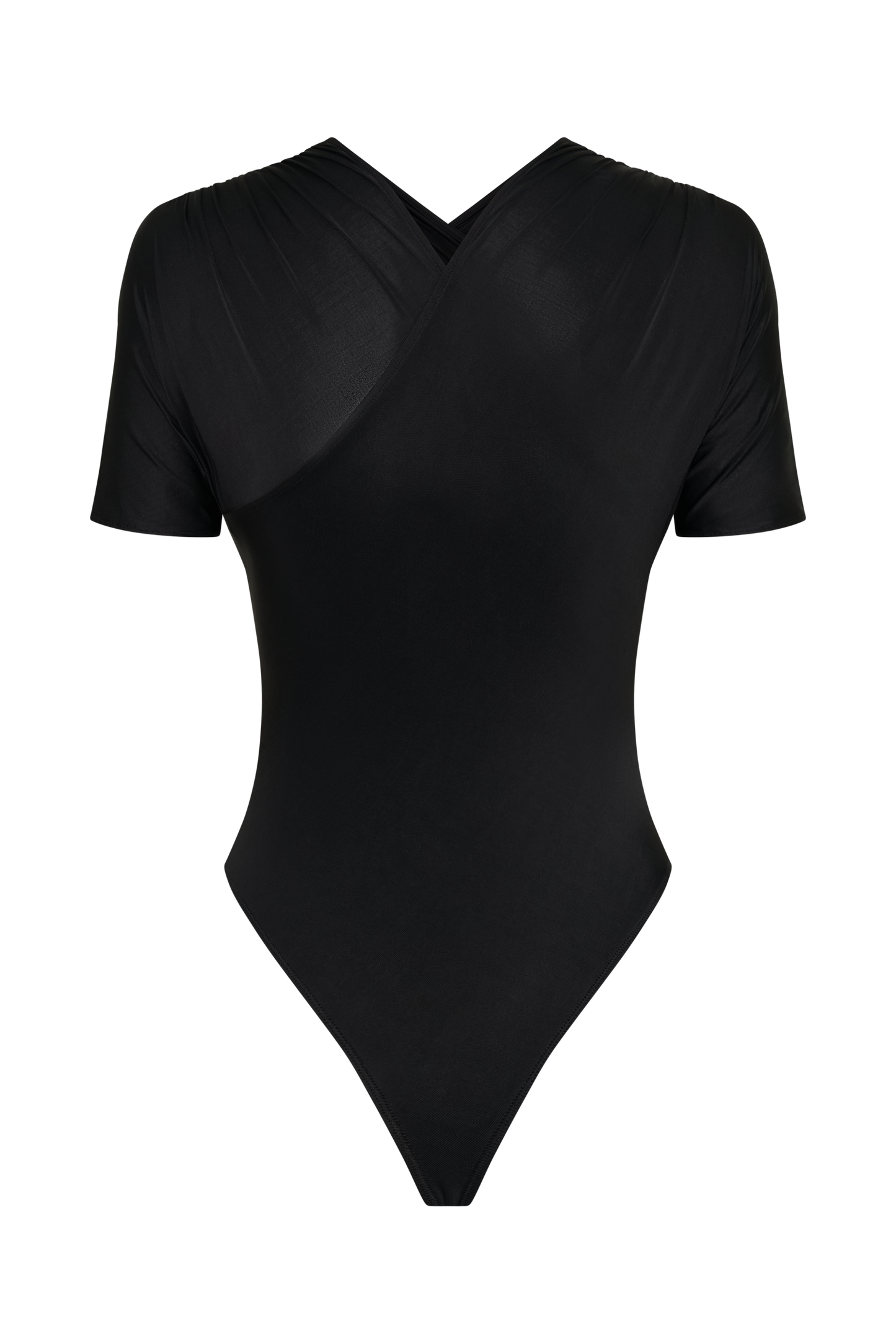 Junie Shortsleeve Cross-Over Bodysuit - Black