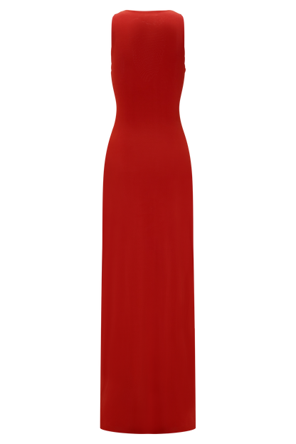 Kaiden Slinky Beaded Maxi Dress - Desert Red