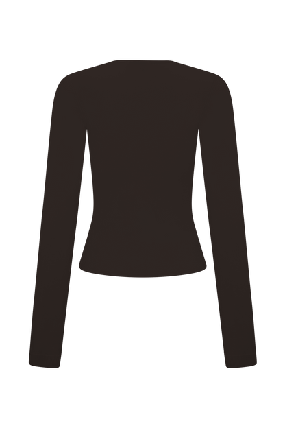 Kaylen Knit Long Sleeve Top - Dark Chocolate