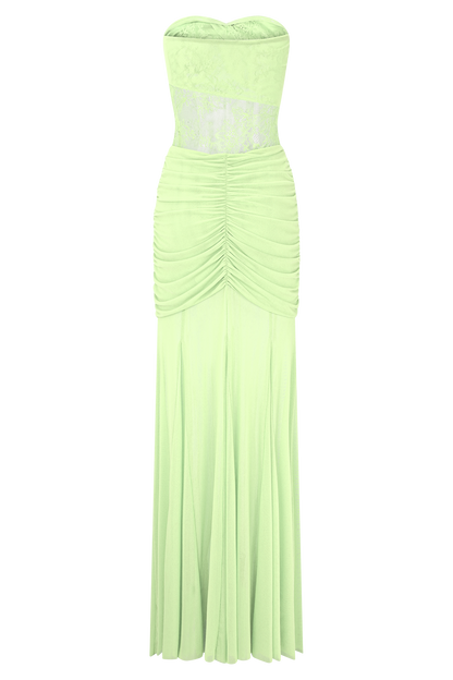 Khadijah Lace And Mesh Maxi Dress - Sage