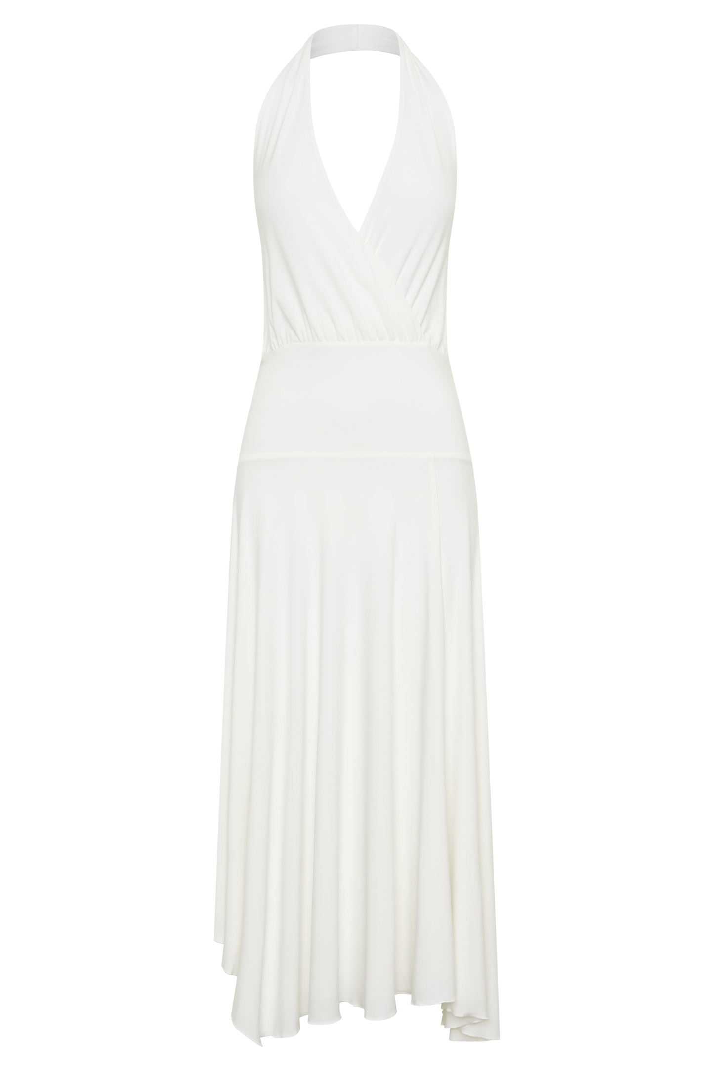 Krish Hankie Halter Midi Dress - White