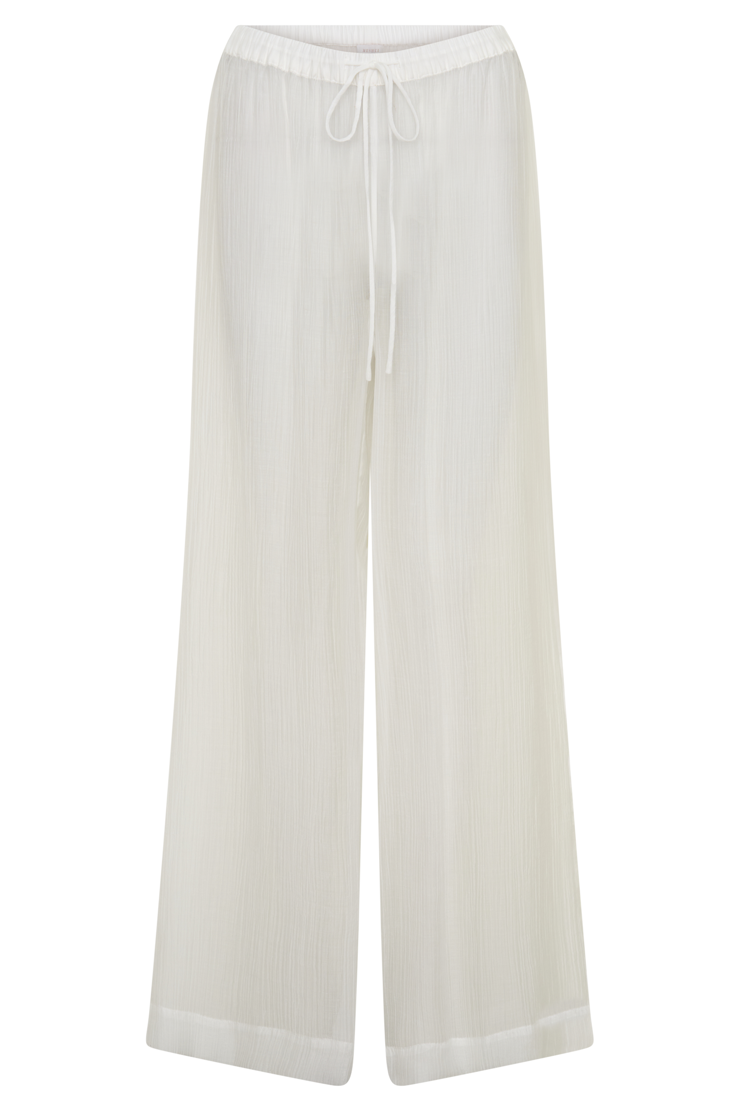 Leilani Sheer Drawstring Wide Leg Pants - Ivory