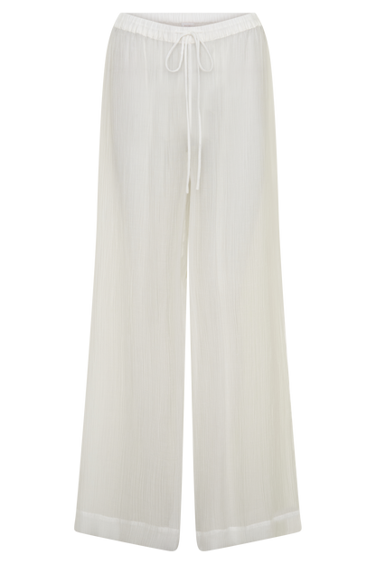 Leilani Sheer Drawstring Wide Leg Pants - Ivory
